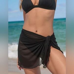 NWOT Wild Fable Women’s Black Sheer Swim Skirt Sarong Cover Wrap Style - Size S